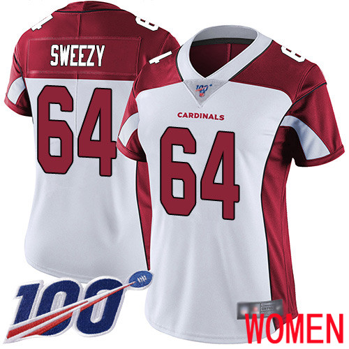 Arizona Cardinals Limited White Women J.R. Sweezy Road Jersey NFL Football #64 100th Season Vapor Untouchable->youth nfl jersey->Youth Jersey